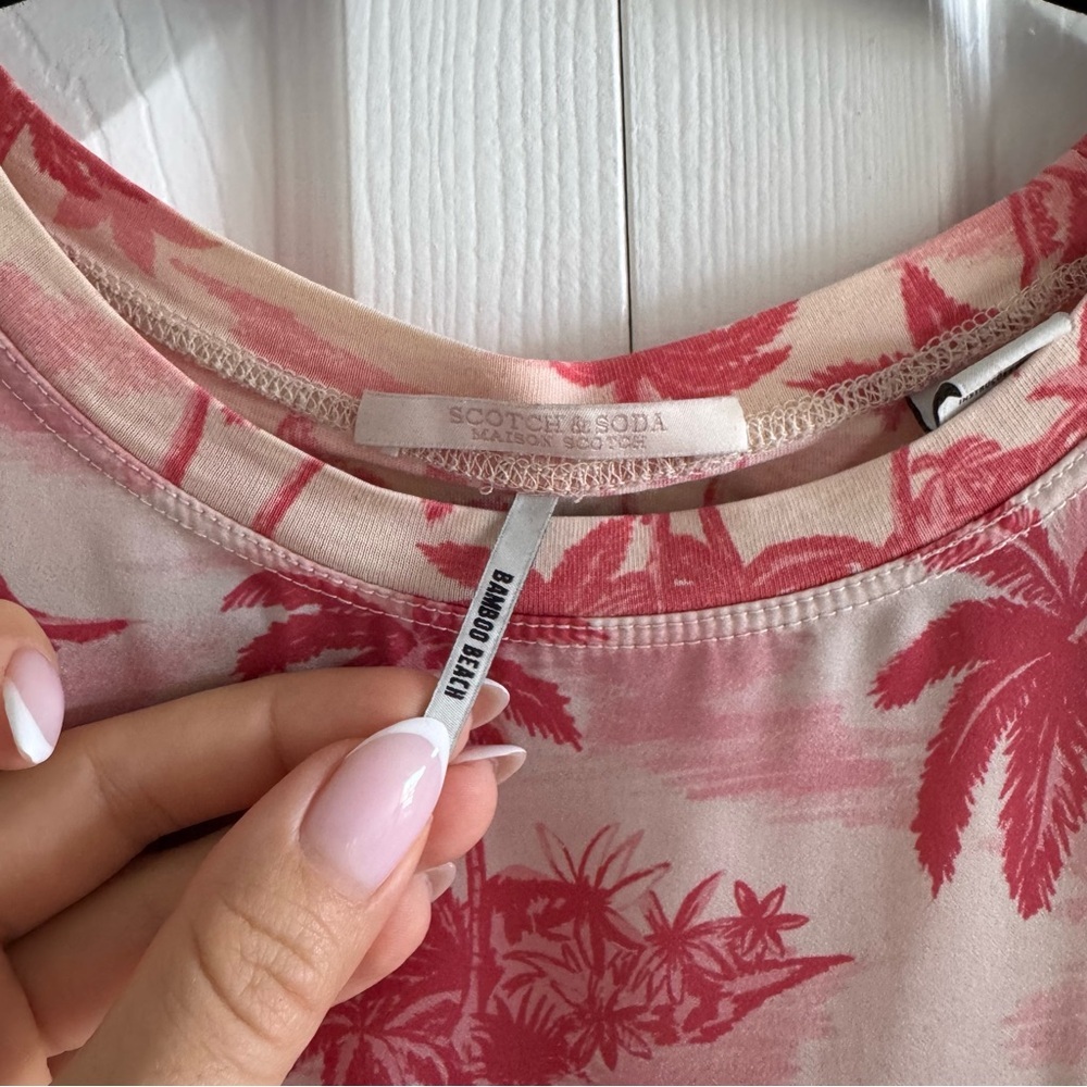 SCOTCH AND SODA Tropical Pink Palm Tree T-Shirt, Size S - Picture 2 of 10